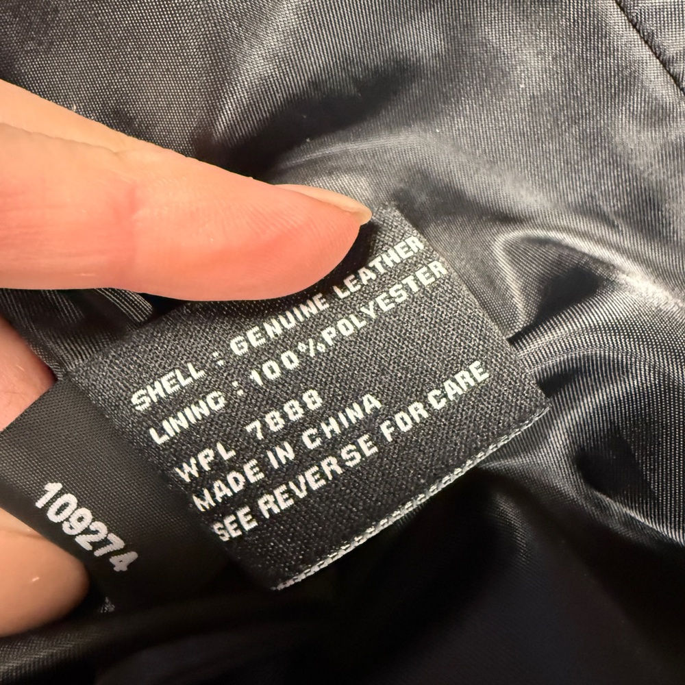 JONES NEW YORK LONG BLACK LEATHER BUTTON DOWN COAT - Picture 4 of 6